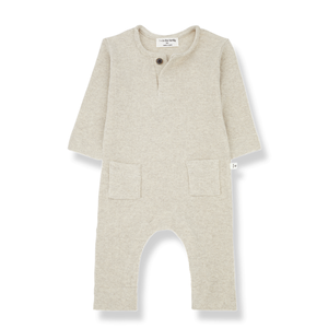 hernan rib onesie with buttons - oatmeal