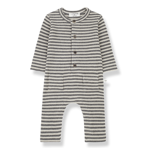 1+ IN THE FAMILY timot rib striped onesie - oatmeal