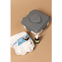 CHEEKY WIPES all in one silver/grey kit with 25 natural cotton wipes + lavender/chamomile oil