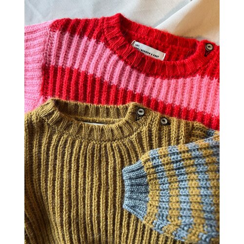 PIUPIUCHICK knitted sweater - camel & grey stripes