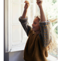 PIUPIUCHICK knitted sweater - camel & grey stripes