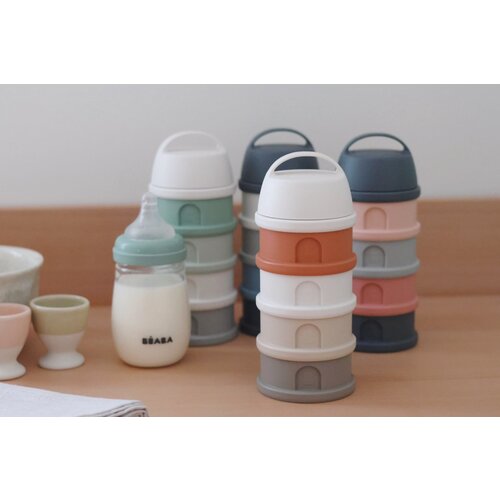 BEABA melkpoederverdeeldoos - 4 compartimenten cotton white/terracotta