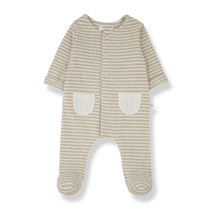 adria extra soft fleece onesie stripes - beige