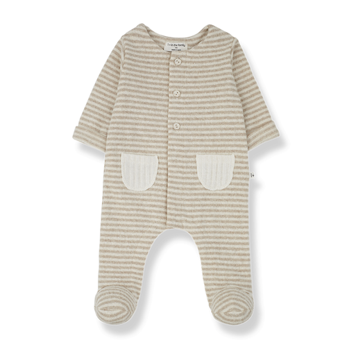 1+ IN THE FAMILY adria extra soft fleece onesie stripes - beige