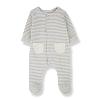 1+ IN THE FAMILY adria extra soft fleece onesie stripes - grey