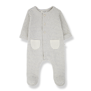 adria extra soft fleece onesie stripes - grey