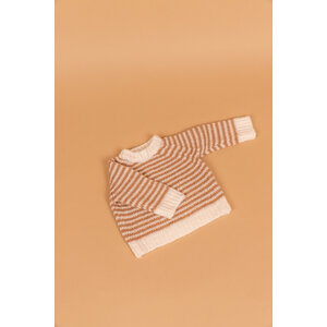 knitted striped sweater - natural/camel