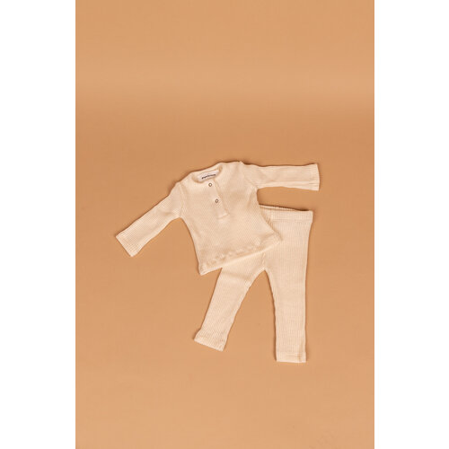 PEQUENO TOCON baby soft jersey pants - ribbed - natural
