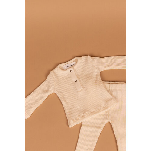 PEQUENO TOCON baby soft jersey pants - ribbed - natural