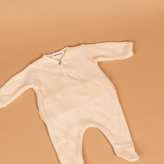 fleece onesie with feet - natural