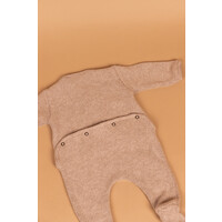 PEQUENO TOCON fleece onesie with feet - beige
