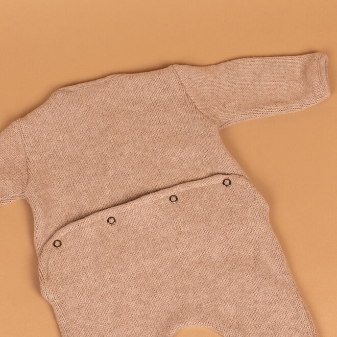 fleece onesie with feet - beige