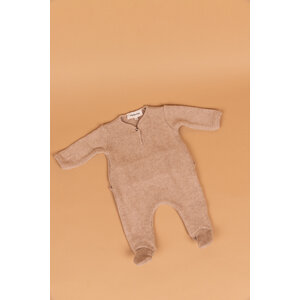 fleece onesie with feet - beige
