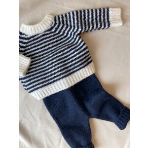 knitted striped sweater - natural/marino
