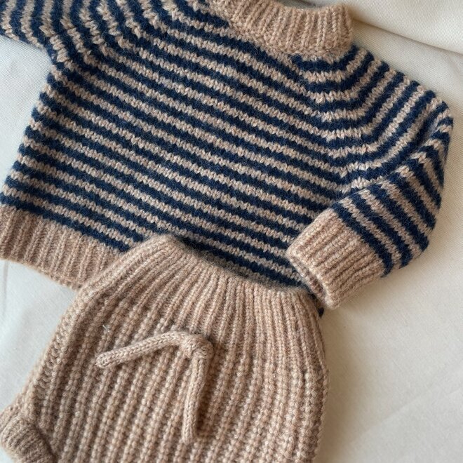 knitted striped sweater - camel/marino