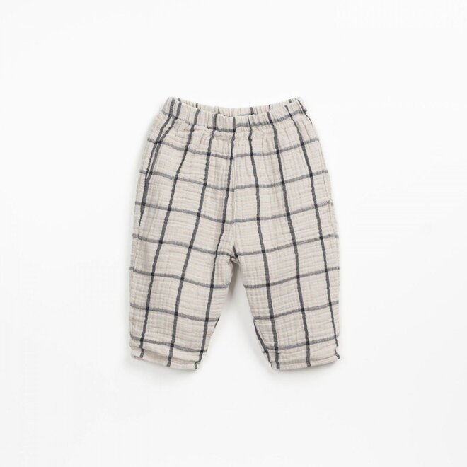 checked woven trousers