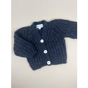 knitted merino cardigan - carbon