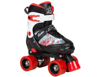 ROOKIE VERSTELBARE ROLSCHAATSEN, ZWART/ROOD