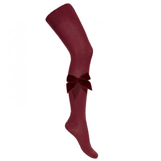 CONDOR Kousenbroek met velvet strik BORDEAUX