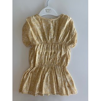 BABIDU Mooie warmgele jurk met gouden lurex details