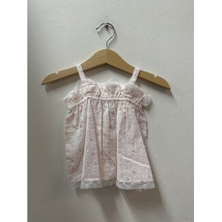 Camellia Plumeti roze blouse met fijne kant