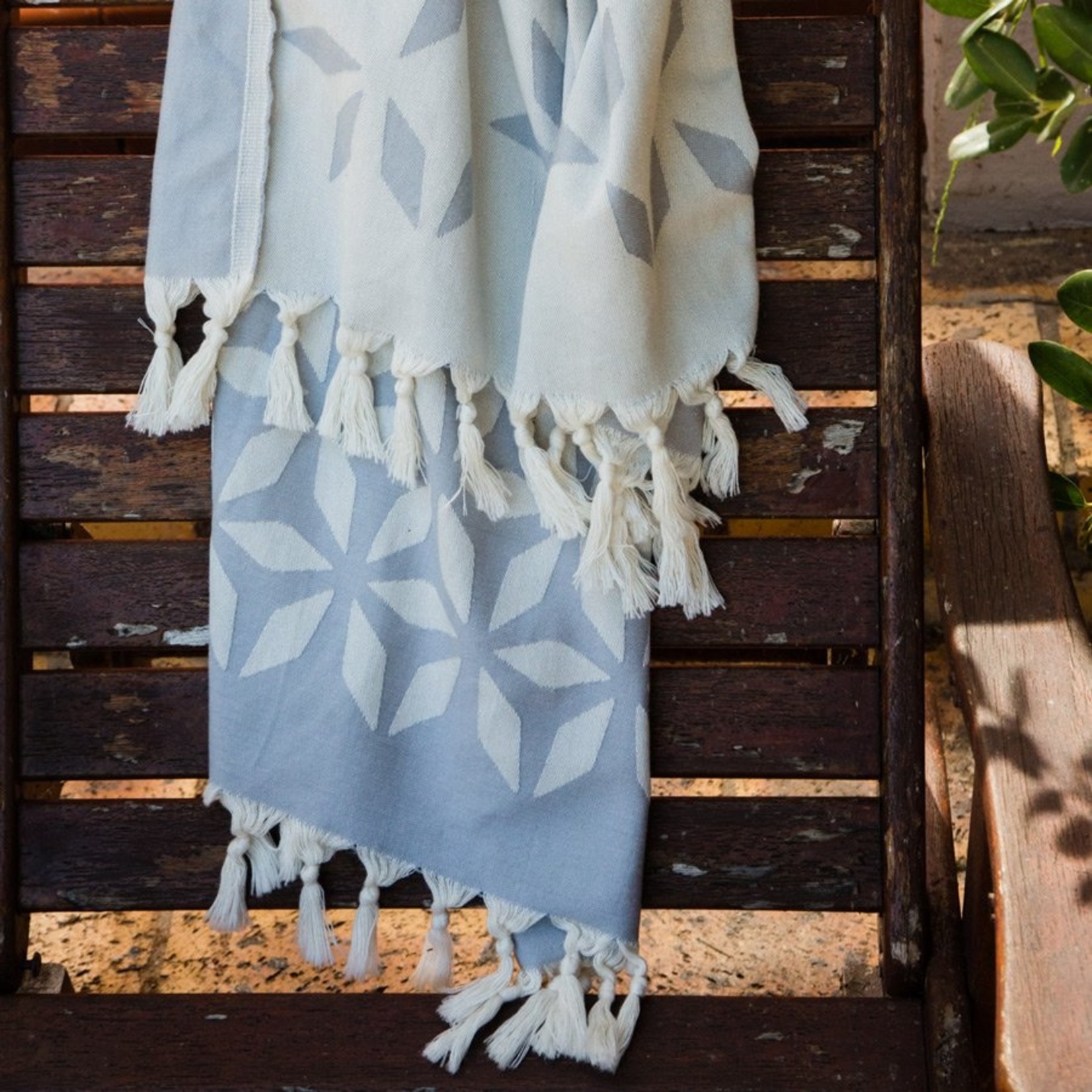 The Soul Store Selection Hamamdoek van biologisch katoen - Blue-Grey Geometric