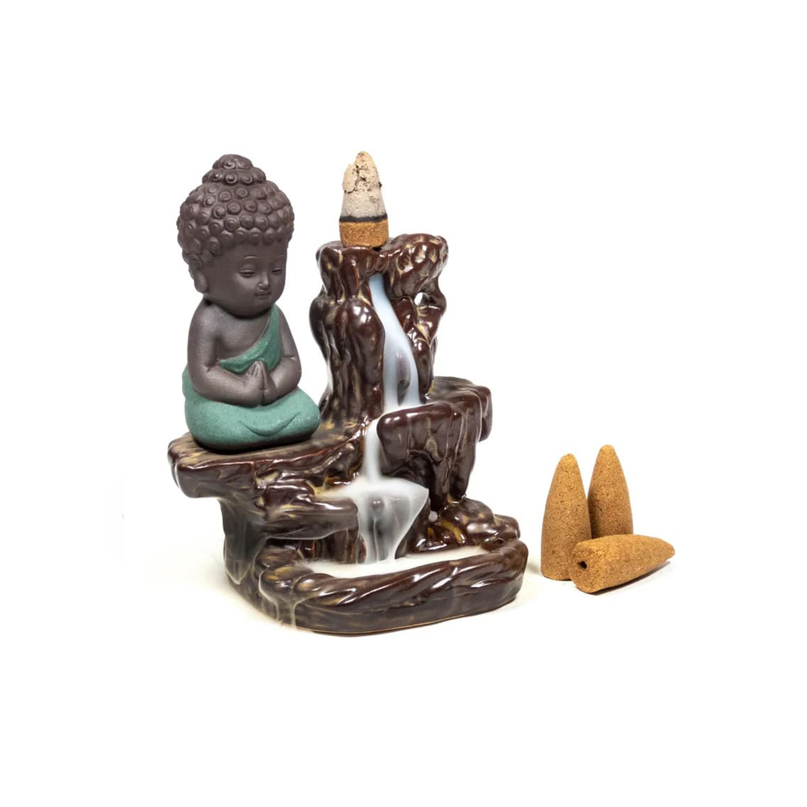 Backflow waterval wierookbrander kleine Boeddha