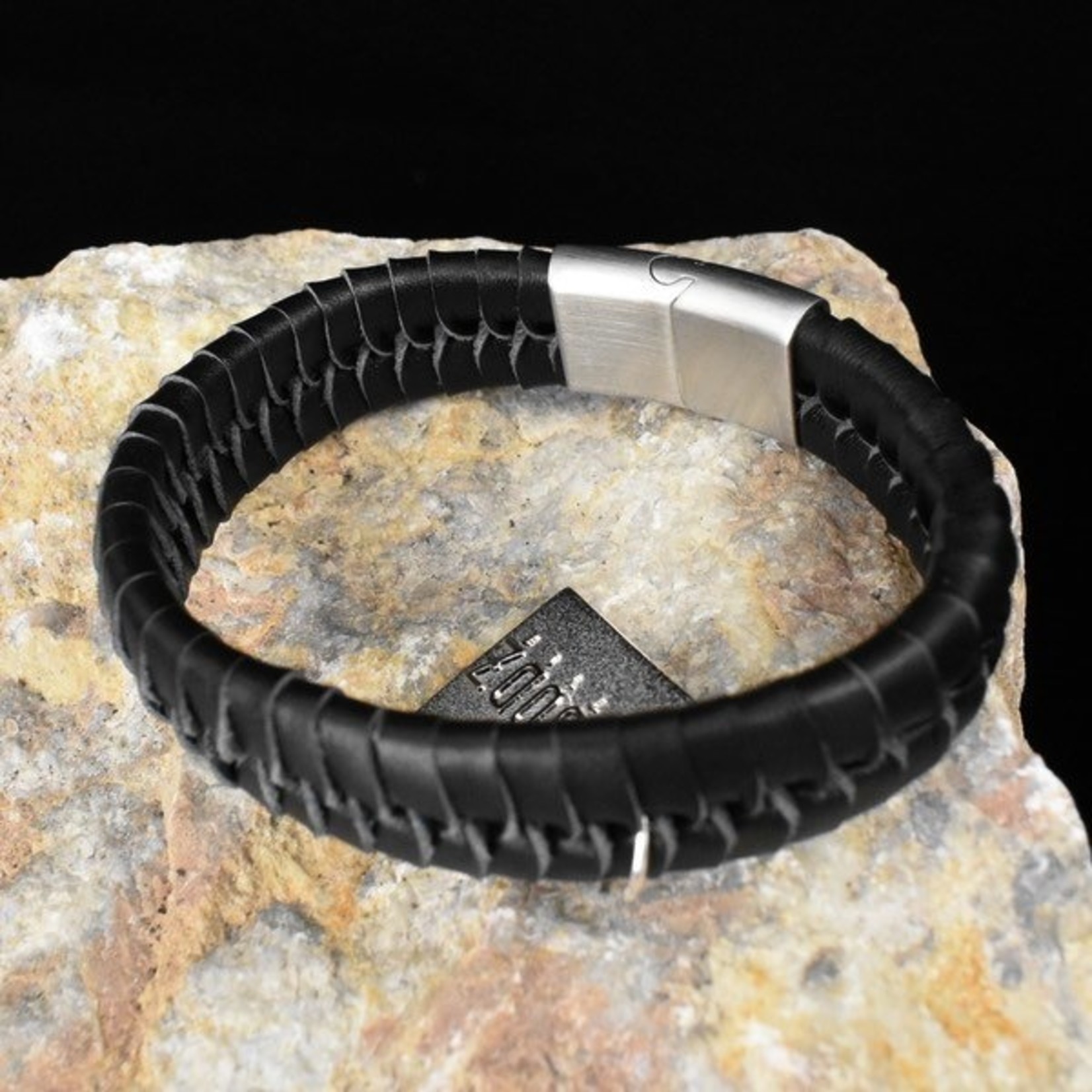 Woodzstyle Leather bracelet zack | braided leather | 21 cm | stainless steel closure