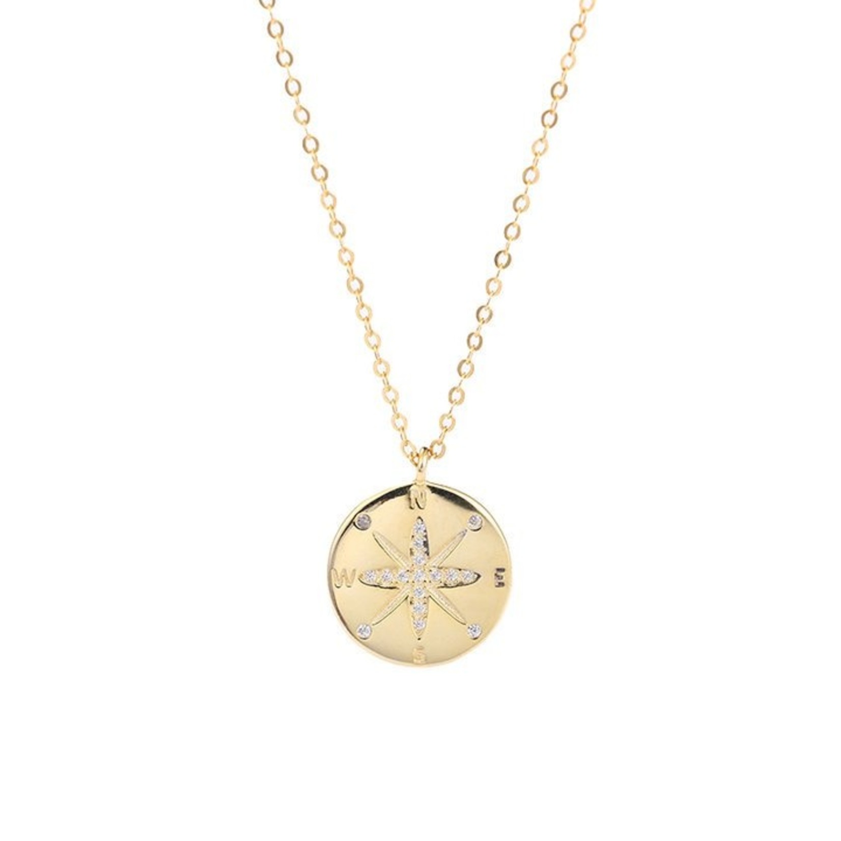 GLAM&GLORY Jewels made with love Compass necklace - Sterling silver- 14k gold plated