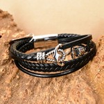 Woodzstyle Leather bracelet | multilayer leather bracelet | black | 21 cm