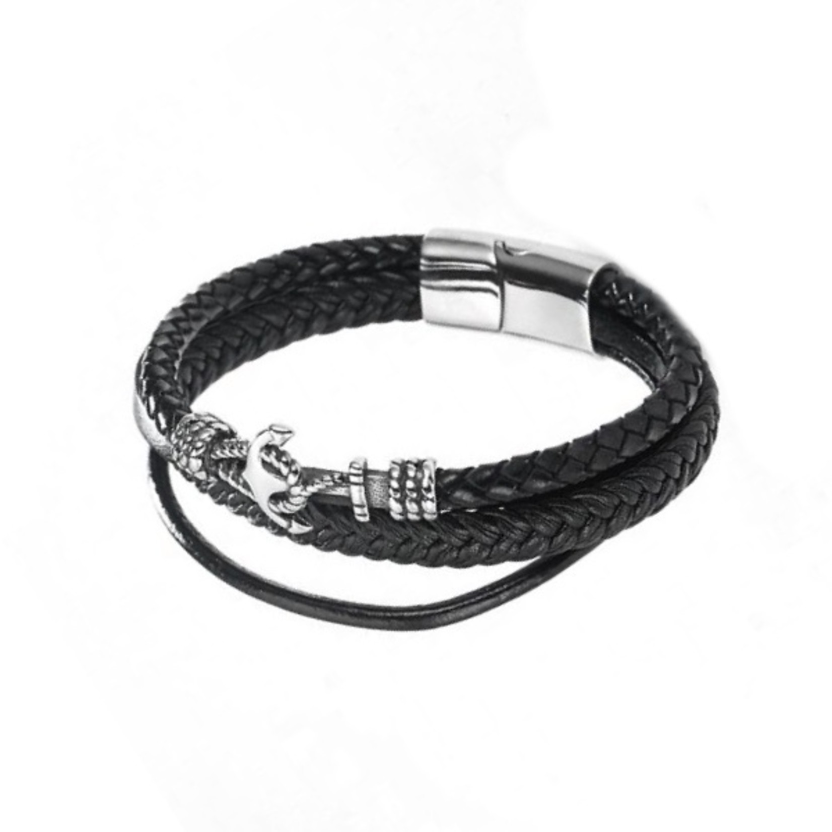 Woodzstyle Leather bracelet | multilayer leather bracelet | black | 21 cm