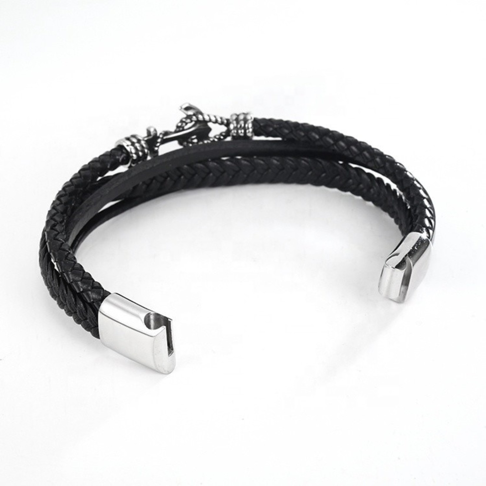 Woodzstyle Leather bracelet | multilayer leather bracelet | black | 21 cm