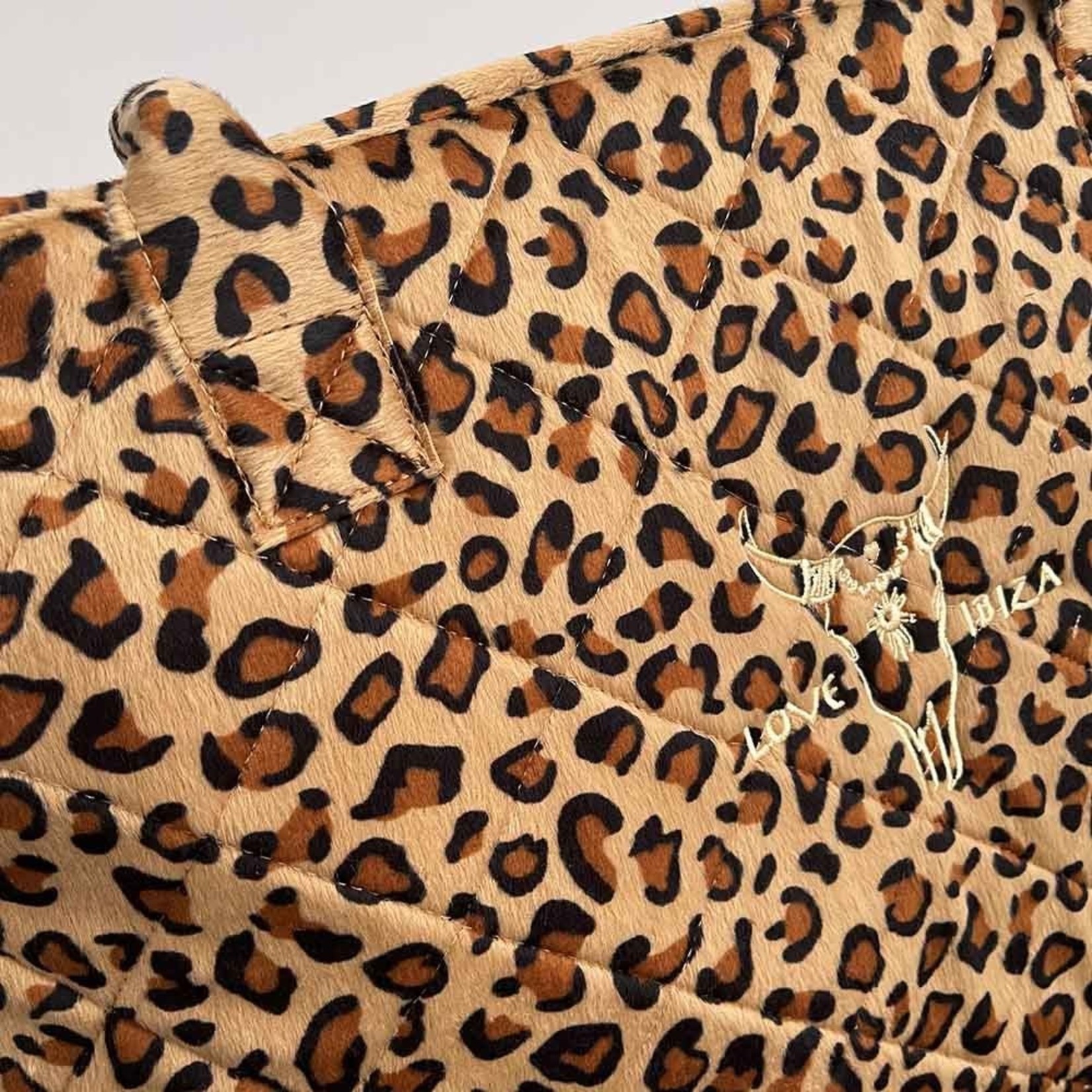 Love Ibiza Leopard velvet shoulder bag medium