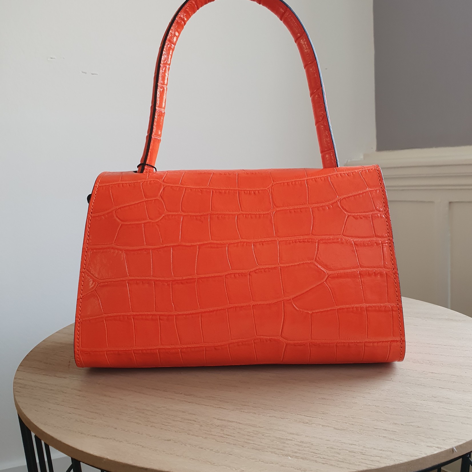 FIRST LADY FIRENZE Leather orange bag with print