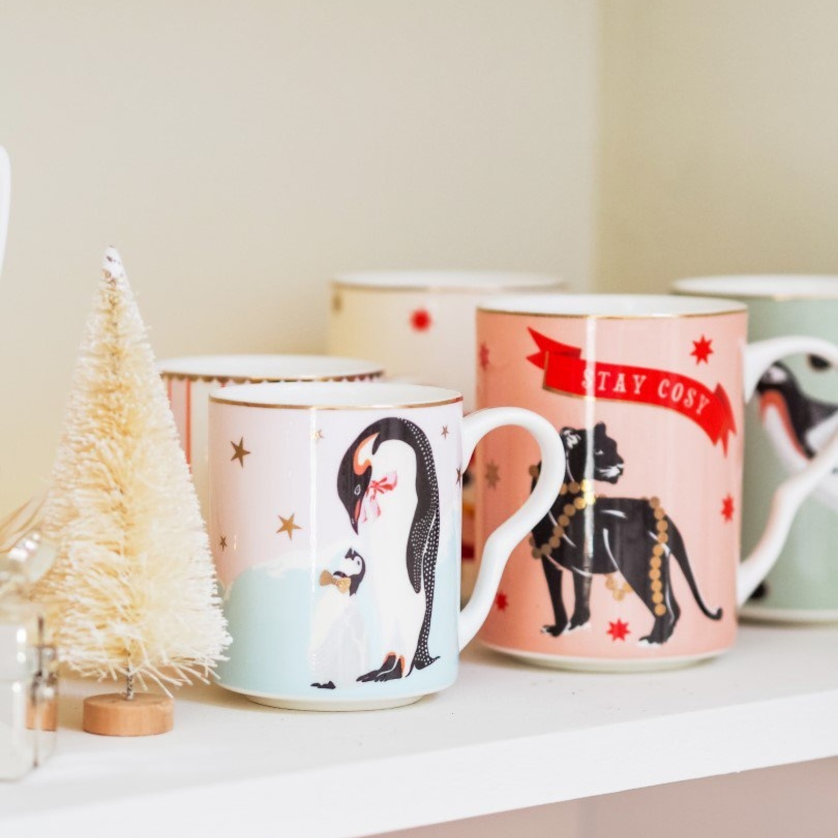 Yvonne Ellen Set/2 XMAS Mugs 360ml L, Cheetahs & Panter