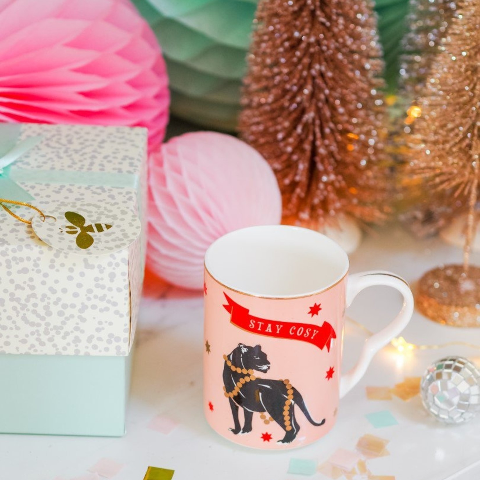 Yvonne Ellen Set/2 XMAS Mugs 360ml L, Cheetahs & Panter