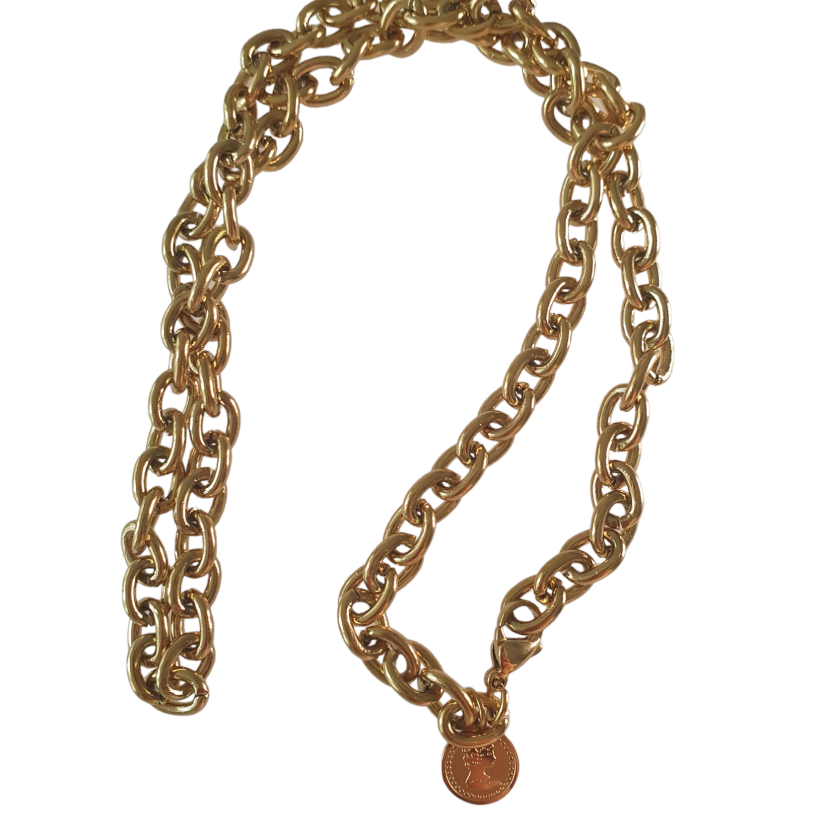 Eve's Gifts 14k Gold Plated Thick Chain Queen Elizabeth