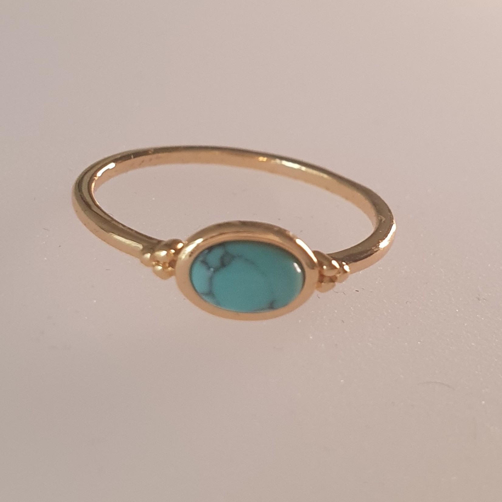 Eve's Gifts 14K gold plated ring with turquoise lying stone