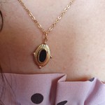 Eve's Gifts 14k gold plated necklace with black stone