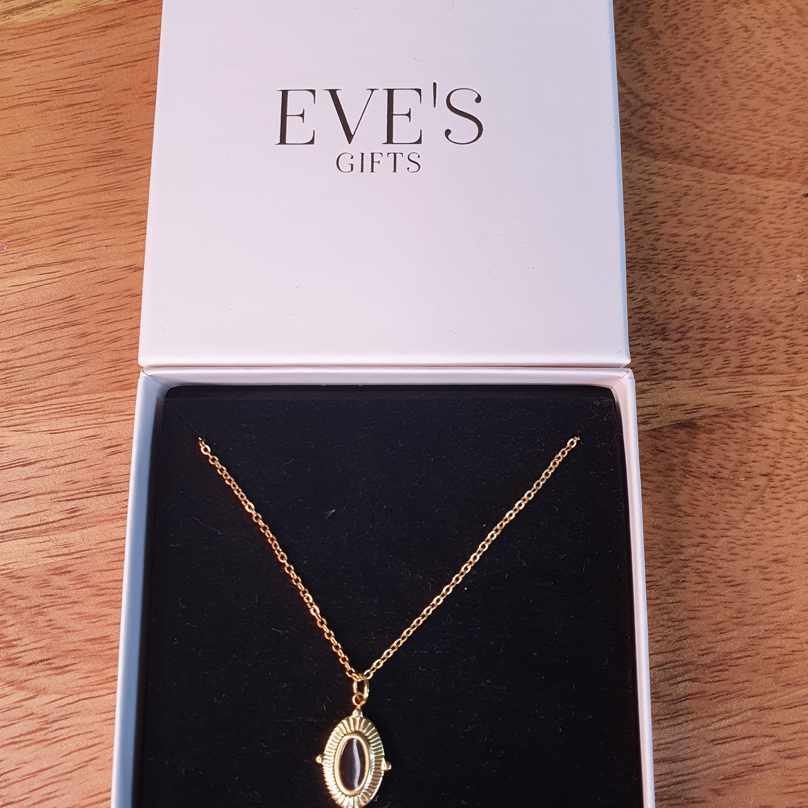 Eve's Gifts 14k gold plated necklace with black stone
