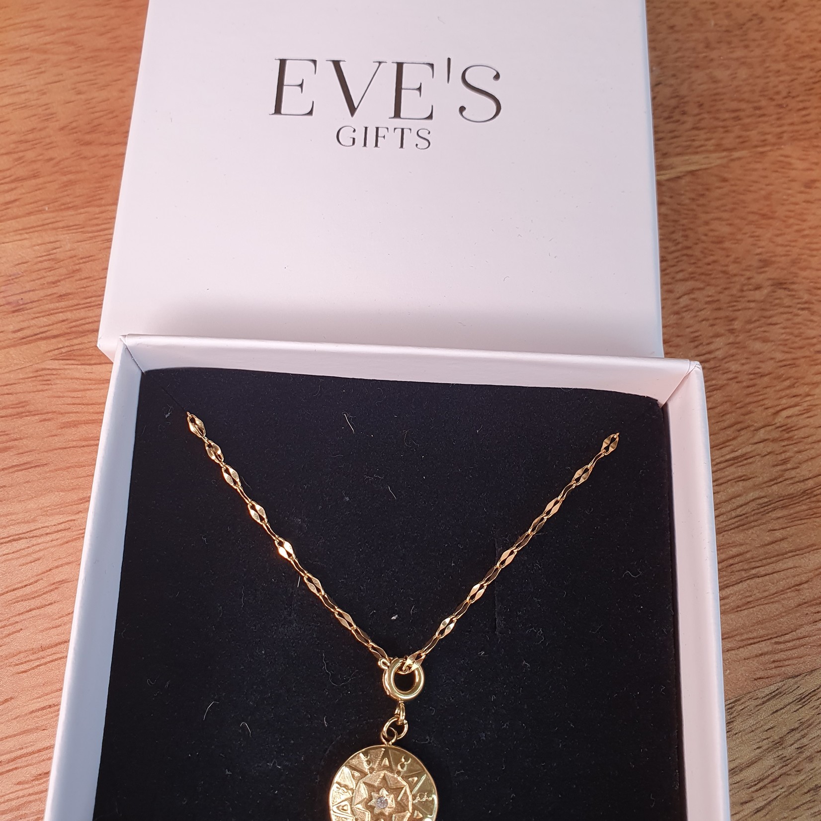 Eve's Gifts  Vergoldete 14 Karat Edelstahlkette mit Diamant