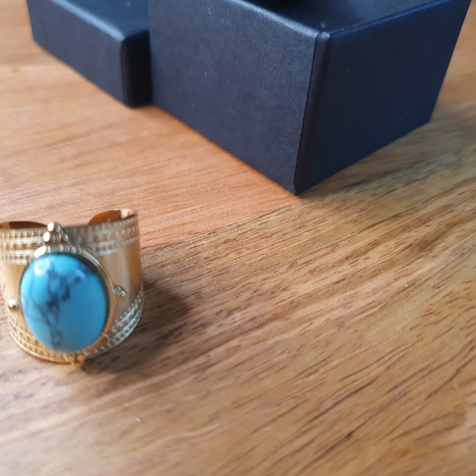 Eve's Gifts Gold plated stainless steel boho ring with turquoise stone