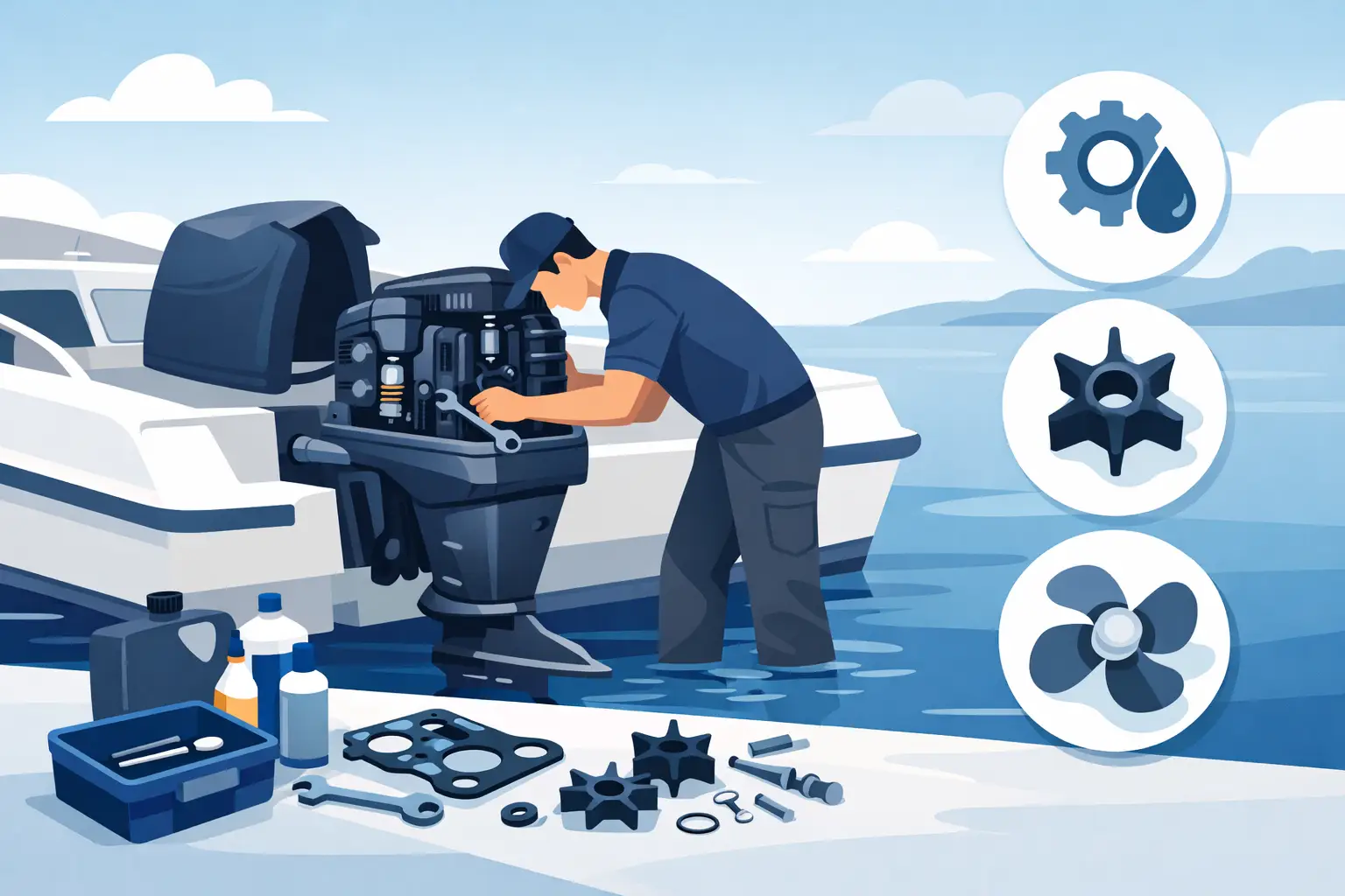 300 uur transom service kit vervangen