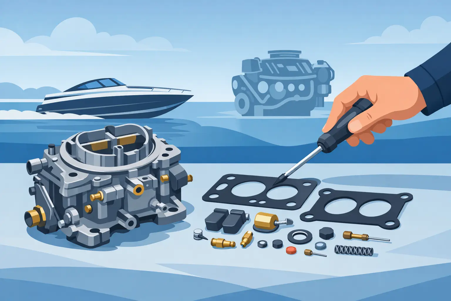 Carburateur revisieset MerCruiser monteren