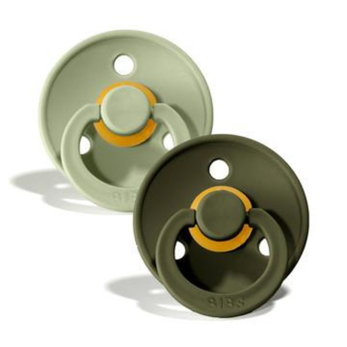 Bibs Ronde speen 2-pack natuurrubber Hunter green/Sage - Maat 3