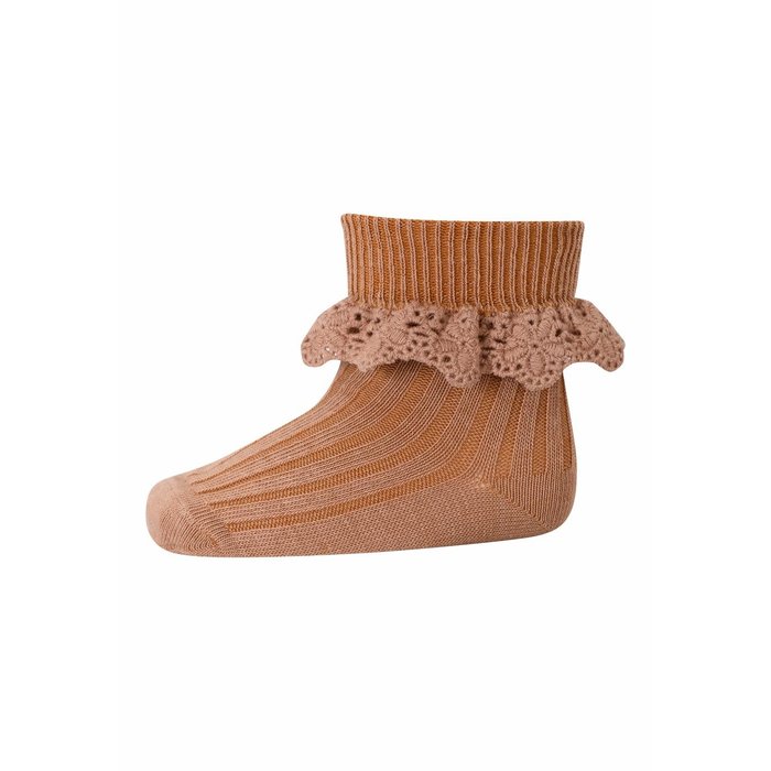 MP Denmark Lisa sokken met kant Tawny Brown