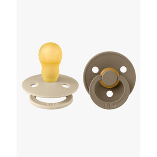Bibs Ronde speen 2-pack natuurrubber Vanilla/Dark oak - Maat 3