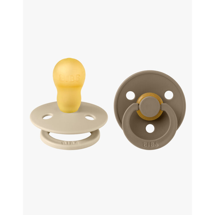 Bibs Ronde speen 2-pack natuurrubber Vanilla/Dark oak - Maat 3