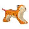 Houten tijger, klein, rennend L.7 cm