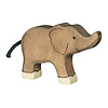 Houten olifant, kalf, met geheven slurf L.12 cm